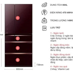 Tủ lạnh Mitsubishi Electric Inverter MR-WX70C-BR-V 11 Tủ lạnh Mitsubishi Electric Inverter MR-WX70C-BR-V