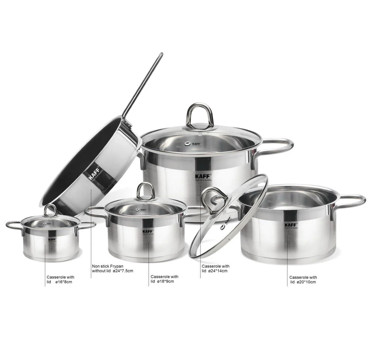 Bộ Nồi Inox 5 Món Kaff KF-ST09304 5 Bộ Nồi Inox 5 Món Kaff KF-ST09304 - Ảnh 3