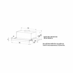 Máy Hút Mùi Tomate TOM 1151-T7 70cm, Tủ Kéo, 500m3/h