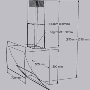 Máy Hút Mùi Kính Vát Tomate TOM 3370, Thiết Kế Treo Trường