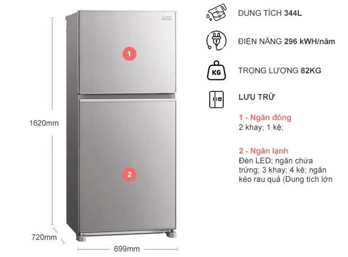 Tủ Lạnh Mitsubishi Electric Inverter 344 Lít MR-FX43EN-GSL-V 8 Tủ Lạnh Mitsubishi Electric Inverter 344 Lít MR-FX43EN-GSL-V