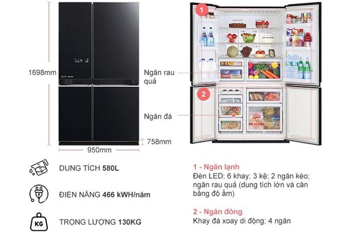 Tủ lạnh Mitsubishi Electric MR-L72EN-GBK-V