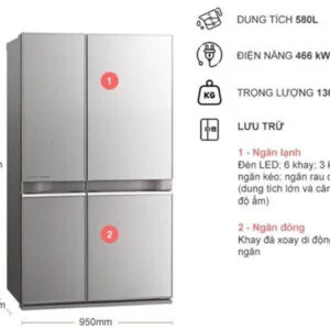 Tủ lạnh Mitsubishi Inverter 580 lít MR-L72EN-GSL-V