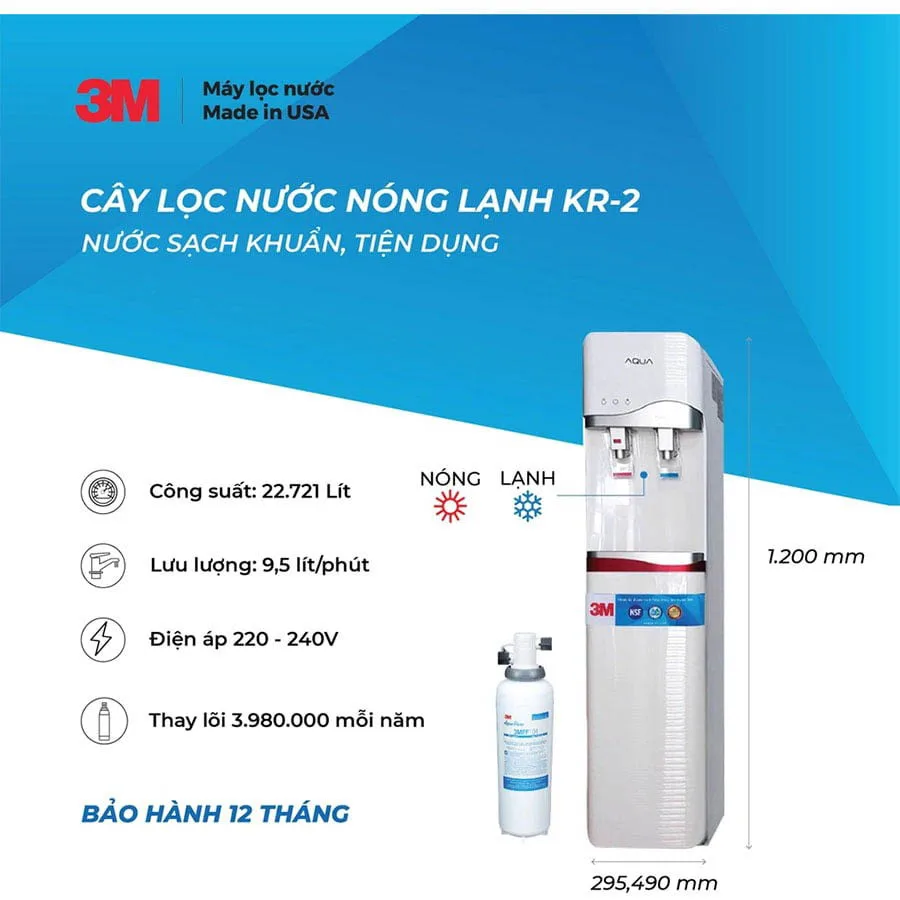 Máy lọc nước nóng lạnh 3M KR2 2V 22.000 lít nhập khẩu Mỹ 5 Máy lọc nước nóng lạnh 3M KR2 2V 22.000 lít nhập khẩu Mỹ