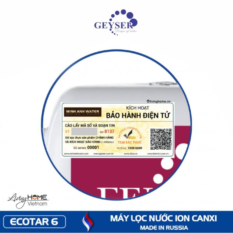 Máy lọc nước Ion Canxi Geyser Ecotar 6 nhập khẩu châu Âu