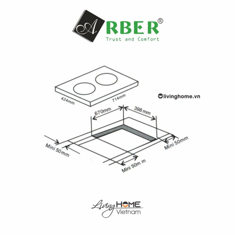 Bếp từ Arber AB384 mặt kính ceramic chịu nhiệt chịu lực