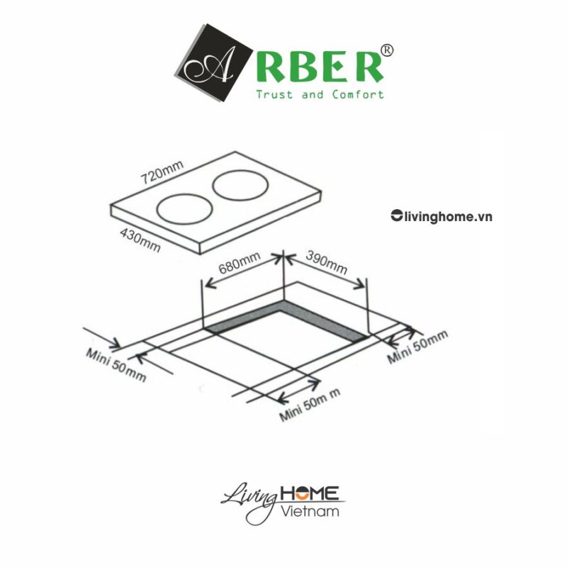 Bếp từ Arber AB406B mặt kính nguyên khối sang trọng 