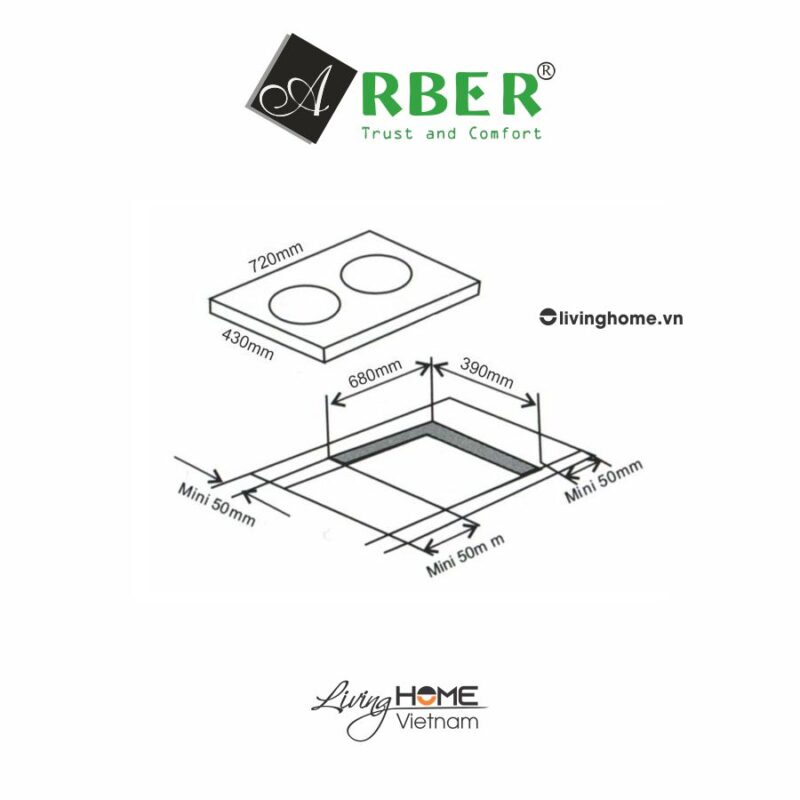 Bếp từ Arber AB551 mặt kính Kanger chịu nhiệt công nghệ Inverter