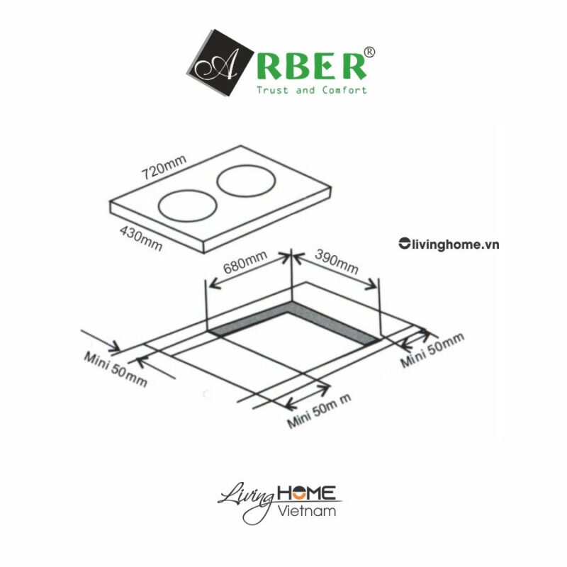 Bếp từ Arber AB669 mặt kính Kanger chịu nhiệt bo viền nhôm vàng 