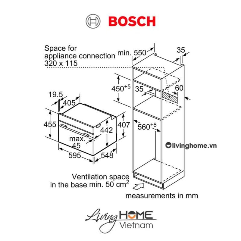 Lò nướng Bosch CMG633BS1B - Kết hợp vi sóng 45 lít 45cm