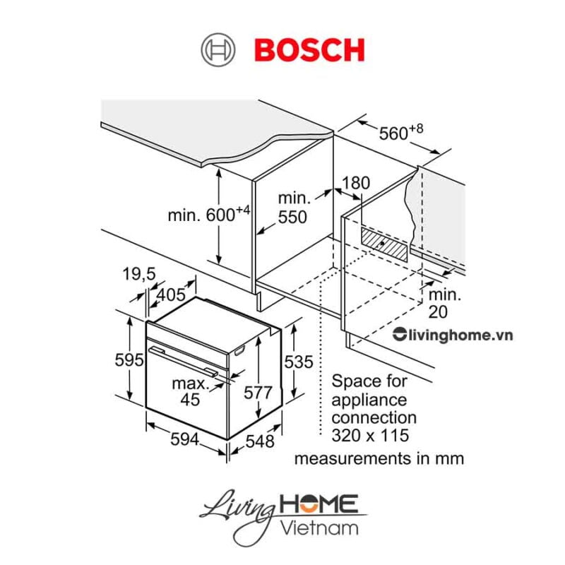 Lò nướng Bosch HBG633BS1A - Âm tủ 71 lít 60cm