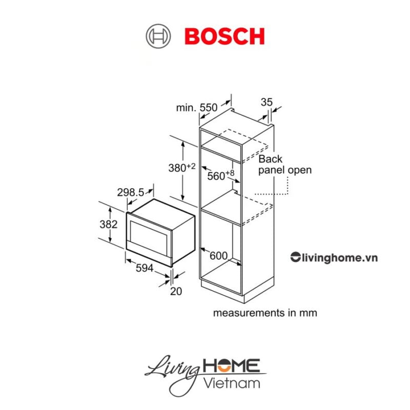 Lò vi sóng Bosch BFL634GS1B - 21 lít 38cm