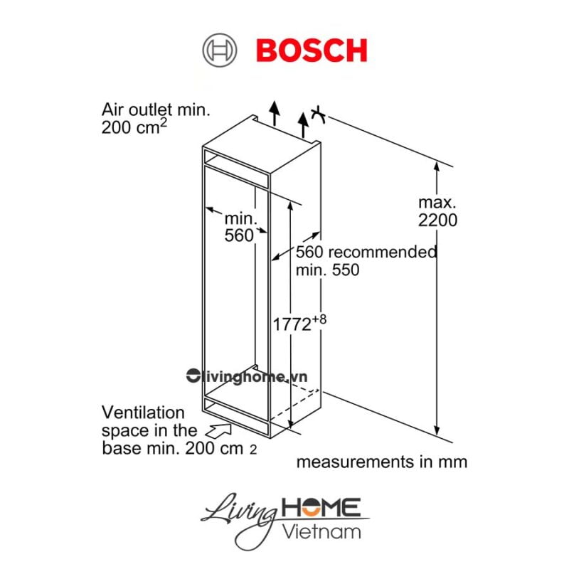 Tủ lạnh Bosch KIN86AF30O - Âm tủ 273 lít