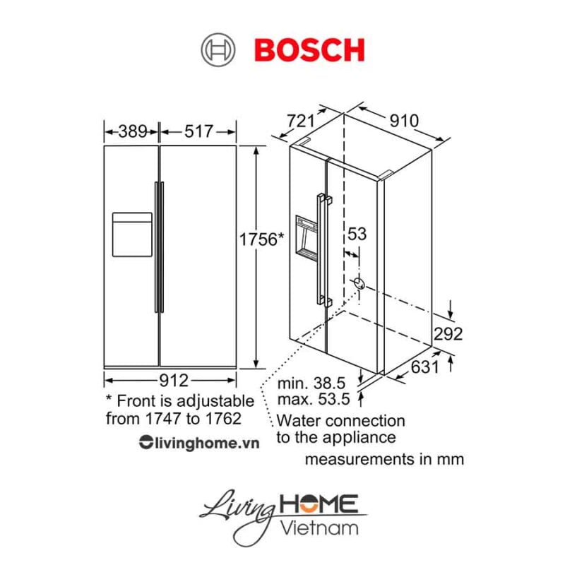 Tủ lạnh Bosch KAD92SB30 - side by side 639 lít