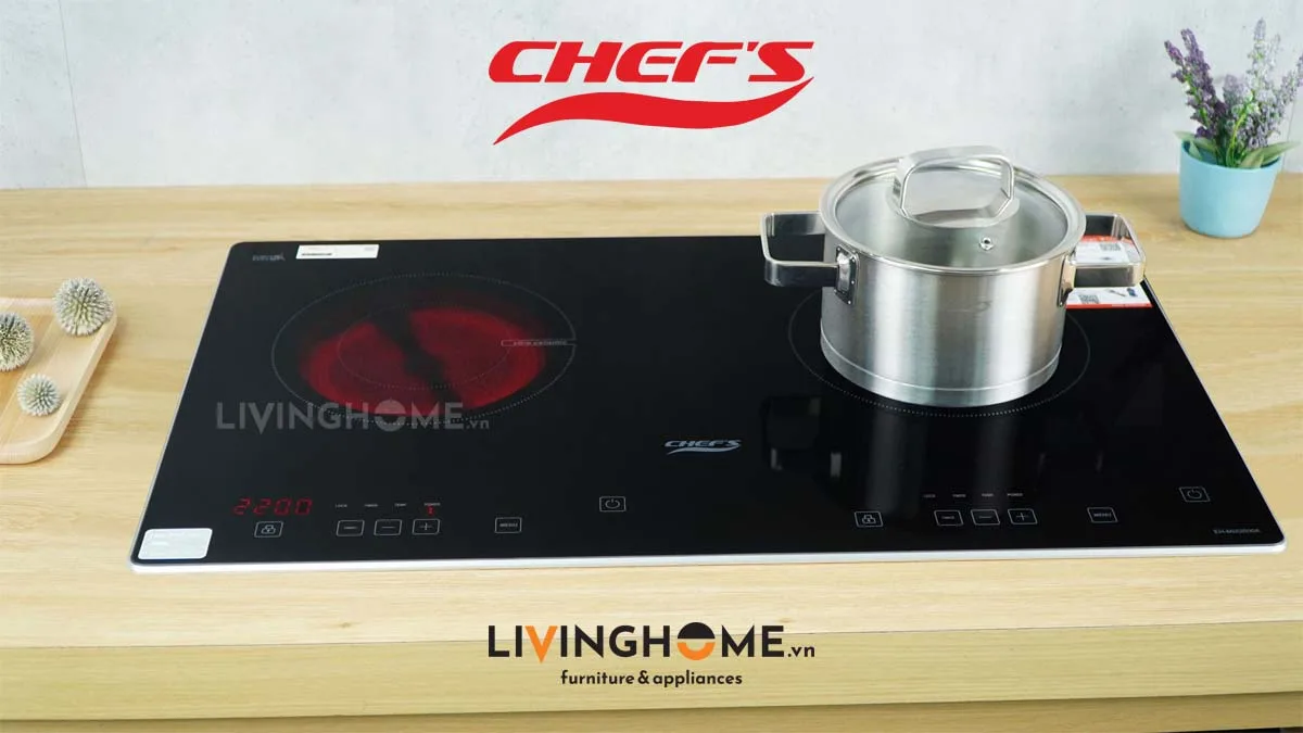 Bếp Điện Từ Chefs EH-MIX2000A 69CM 1 Điện 1 Từ Kính EuroKera 24 Bếp Điện Từ Chefs EH-MIX2000A 69CM 1 Điện 1 Từ Kính EuroKera
