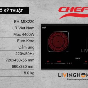 Bếp Điện Từ Chefs EH-MIX220 72CM 1 Điện 1 Từ Kính EuroKera 15 Bếp điện từ Chefs EH-MIX220 cao cấp tiện lợi