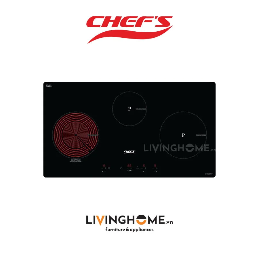 Bếp điện từ Chefs EH-MIX544P 81CM 2 Từ 1 Điện Kính Schott Ceran 3 Bếp điện từ Chefs EH MIX544P 3 vùng nấu tiện lợi hoàn mỹ