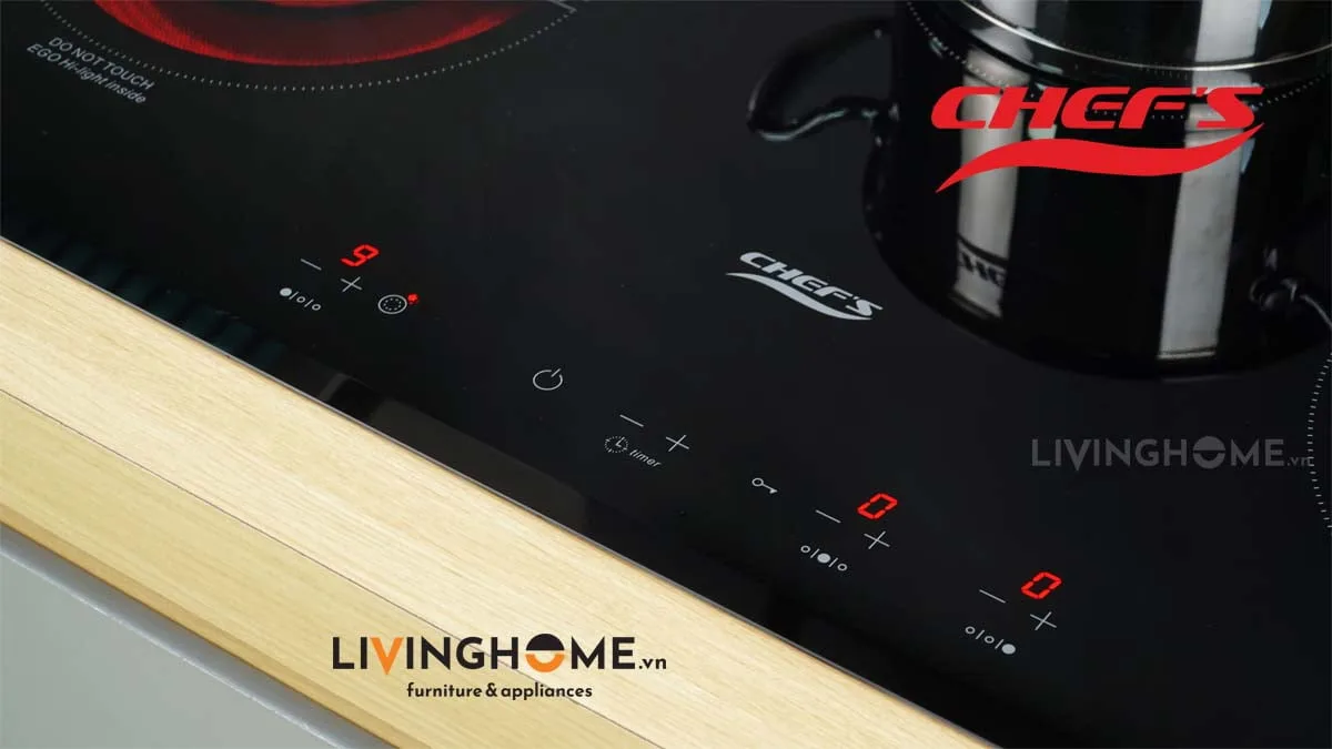 Bếp điện từ Chefs EH-MIX544P 81CM 2 Từ 1 Điện Kính Schott Ceran 5 Bếp điện từ Chefs EH MIX544P 3 vùng nấu tiện lợi hoàn mỹ
