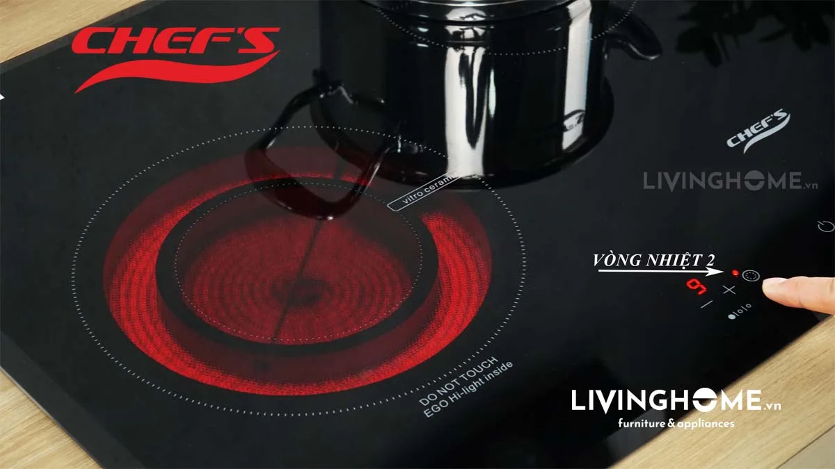 Bếp điện từ Chefs EH-MIX544P 81CM 2 Từ 1 Điện Kính Schott Ceran 20 Bếp điện từ Chefs EH MIX544P 3 vùng nấu tiện lợi hoàn mỹ