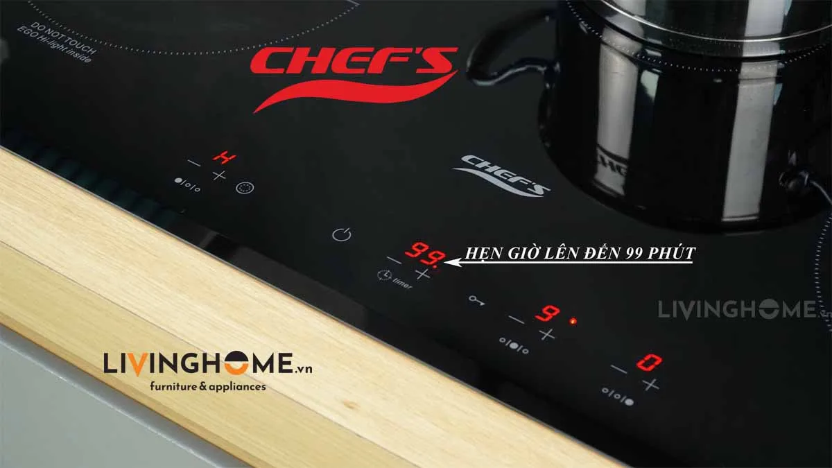 Bếp điện từ Chefs EH-MIX544P 81CM 2 Từ 1 Điện Kính Schott Ceran 19 Bếp điện từ Chefs EH MIX544P 3 vùng nấu tiện lợi hoàn mỹ