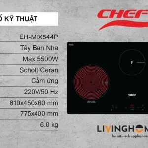 Bếp điện từ Chefs EH-MIX544P 81CM 2 Từ 1 Điện Kính Schott Ceran 17 Bếp điện từ Chefs EH MIX544P 3 vùng nấu tiện lợi hoàn mỹ
