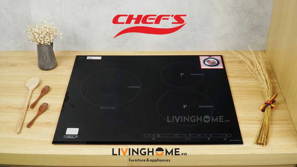 Bếp Điện Từ Chefs EH-MIX545N 62CM 2 Từ 1 Điện Kính Schott Ceran 17 Bếp điện từ Chefs EH MIX545N 3 vùng nấu nhập khẩu Tây Ban Nha