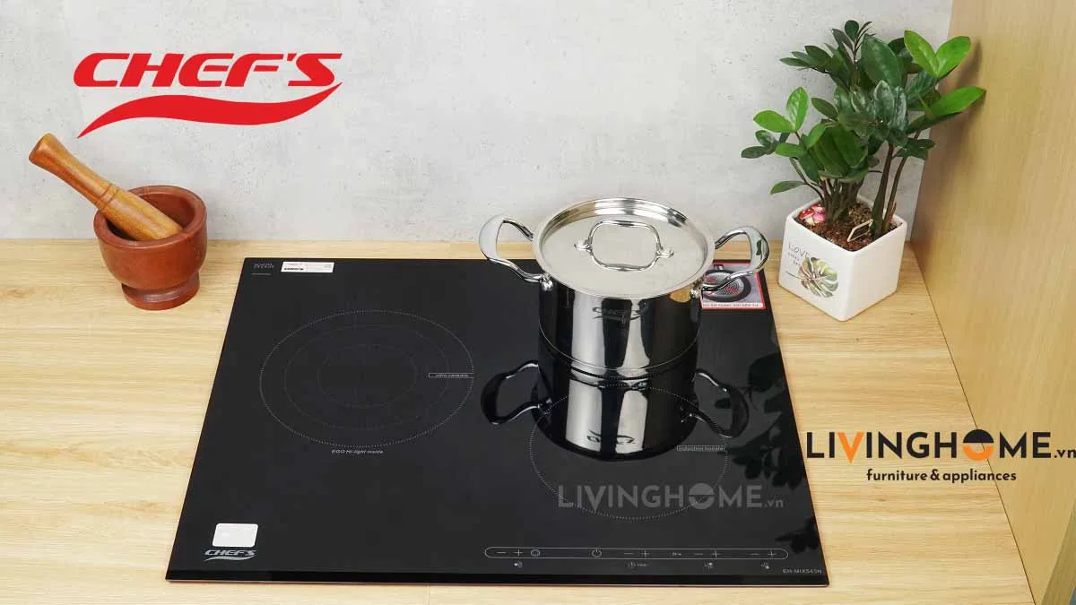 Bếp Điện Từ Chefs EH-MIX545N 62CM 2 Từ 1 Điện Kính Schott Ceran 16 Bếp điện từ Chefs EH MIX545N 3 vùng nấu nhập khẩu Tây Ban Nha