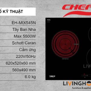 Bếp Điện Từ Chefs EH-MIX545N 62CM 2 Từ 1 Điện Kính Schott Ceran 14 Bếp điện từ Chefs EH MIX545N 3 vùng nấu nhập khẩu Tây Ban Nha