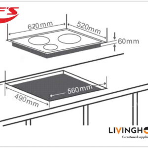 Bếp Điện Từ Chefs EH-MIX545N 62CM 2 Từ 1 Điện Kính Schott Ceran 15 Bếp điện từ Chefs EH MIX545N 3 vùng nấu nhập khẩu Tây Ban Nha