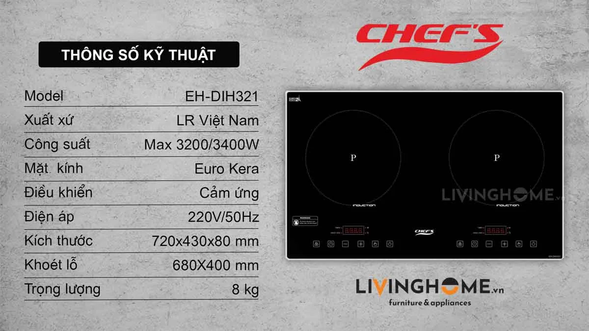 Bếp từ Chefs EH-DIH321 tiện lợi linh hoạt 23 Bếp từ Chefs EH DIH321 tiện lợi linh hoạt