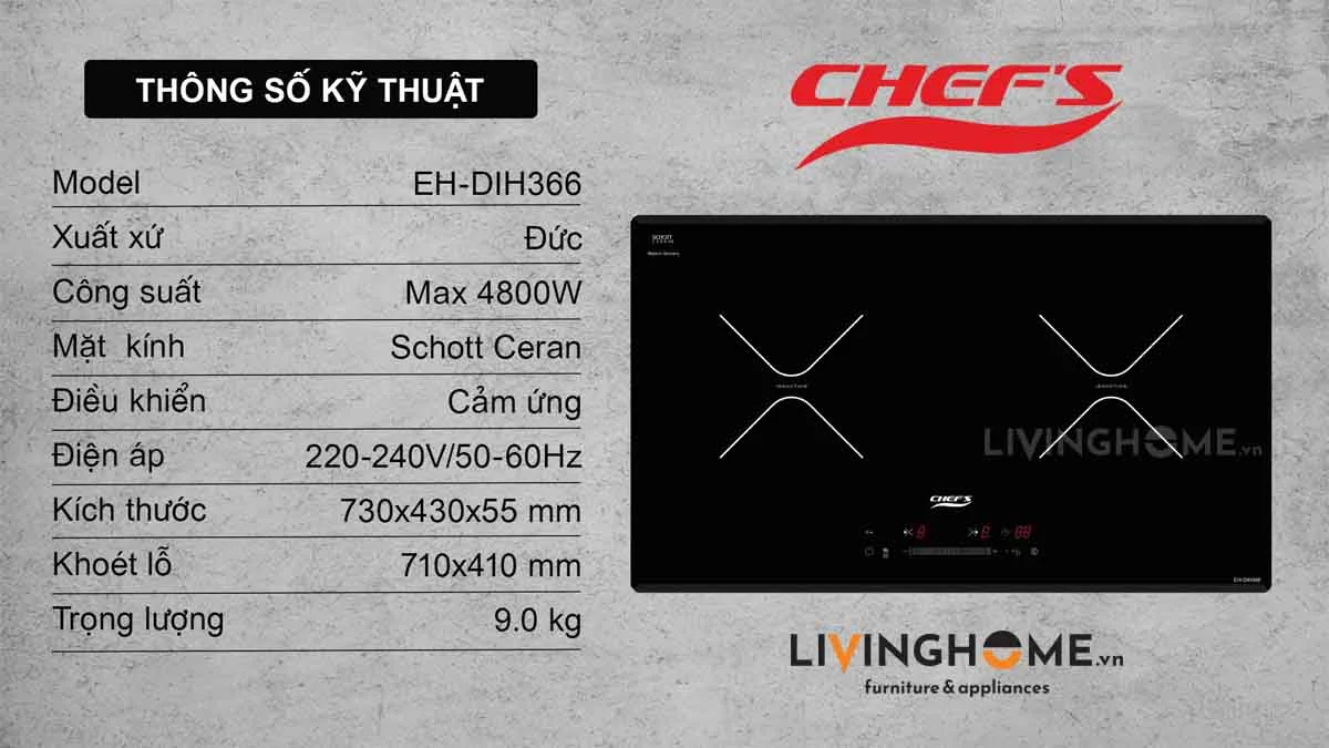 Bếp từ Chefs EH DIH-366 thiết kế hiện đại thời thượng 15 Bếp từ Chefs EH DIH366 thiết kế hiện đại thời thượng