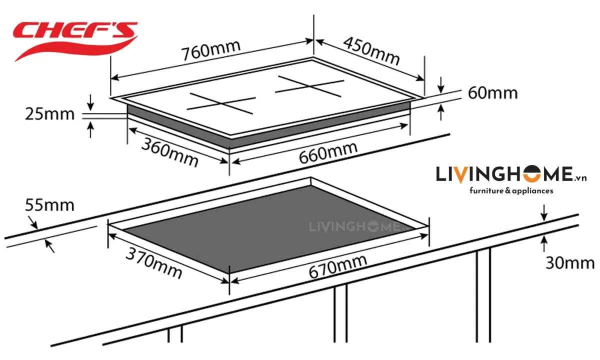 Bếp từ Chefs EH-DIH888P cao cấp nhập khẩu Đức 19 Bếp từ Chefs EH-DIH888P cao cấp nhập khẩu Đức