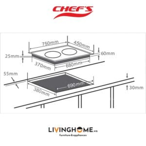 Bếp từ Chefs EH-DIH890N siêu tiết kiệm điện 12 Bếp từ Chefs EH-DIH890N siêu tiết kiệm điện