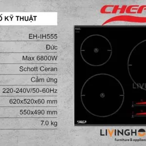 Bếp từ Chefs EH IH555 3 vùng nấu thông minh tiết kiệm