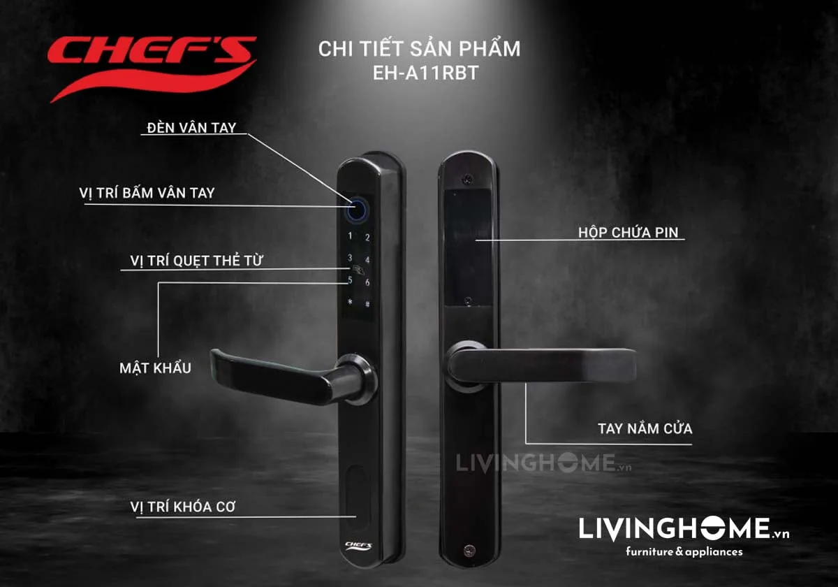 Khoá vân tay Chefs EH A11RBT an toàn sang trọng 10 Khoá vân tay Chefs EH A11RBT an toàn sang trọng