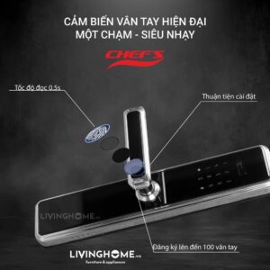 Khoá vân tay Chefs EH-A15SB điện tử an toàn thông minh