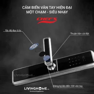 Khoá vân tay Chefs EH-A15SB điện tử an toàn thông minh 14 Khoá vân tay Chefs EH-A15SB điện tử an toàn thông minh