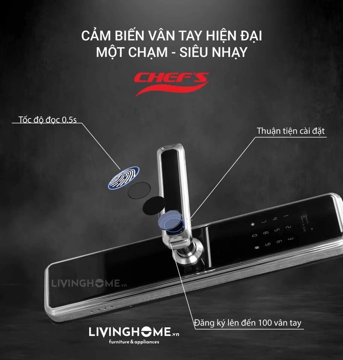 Khoá vân tay Chefs EH-A15SB điện tử an toàn thông minh 20 Khoá vân tay Chefs EH-A15SB điện tử an toàn thông minh
