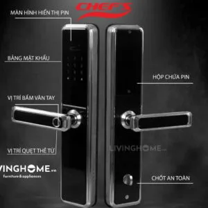 Khoá vân tay Chefs EH-A15SB điện tử an toàn thông minh 15 Khoá vân tay Chefs EH-A15SB điện tử an toàn thông minh