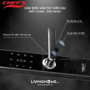 Khoá vân tay Chefs EH A16SB màu đen sang trọng 11 Khoá vân tay Chefs EH A16SB