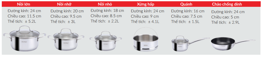 Bộ nồi Eurosun MC1608-Passion inox 304 10 món