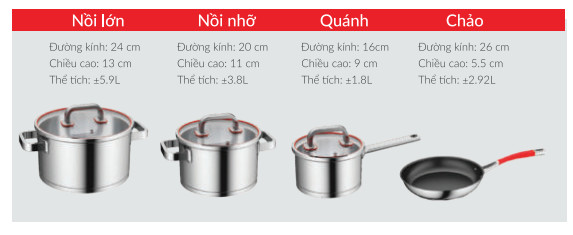 Bộ nồi Eurosun MC1803-Premium inox 304 7 món