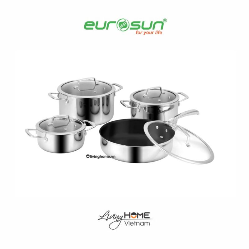 Bộ nồi Eurosun MC1801-Luxury inox 304 8 món 