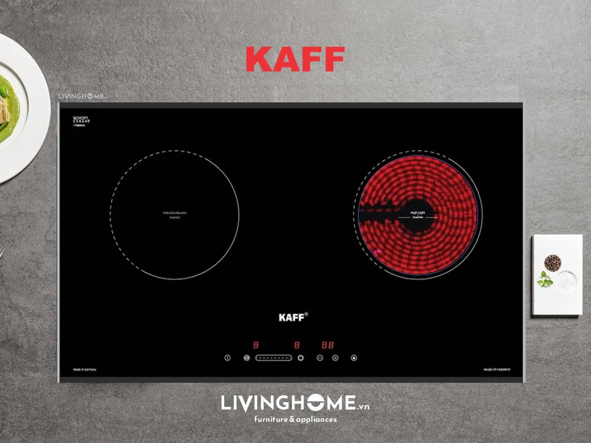 Bếp Điện Từ Kaff KF-EG900IH 73CM 1 Điện 1 Từ Mặt Kính Schott Ceran 18 Bếp Điện Từ Kaff KF-EG900IH