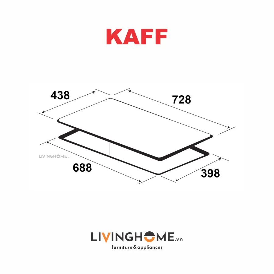 Bếp Điện Từ Kaff KF-EG900IH 73CM 1 Điện 1 Từ Mặt Kính Schott Ceran 20 Bếp Điện Từ Kaff KF-EG900IH