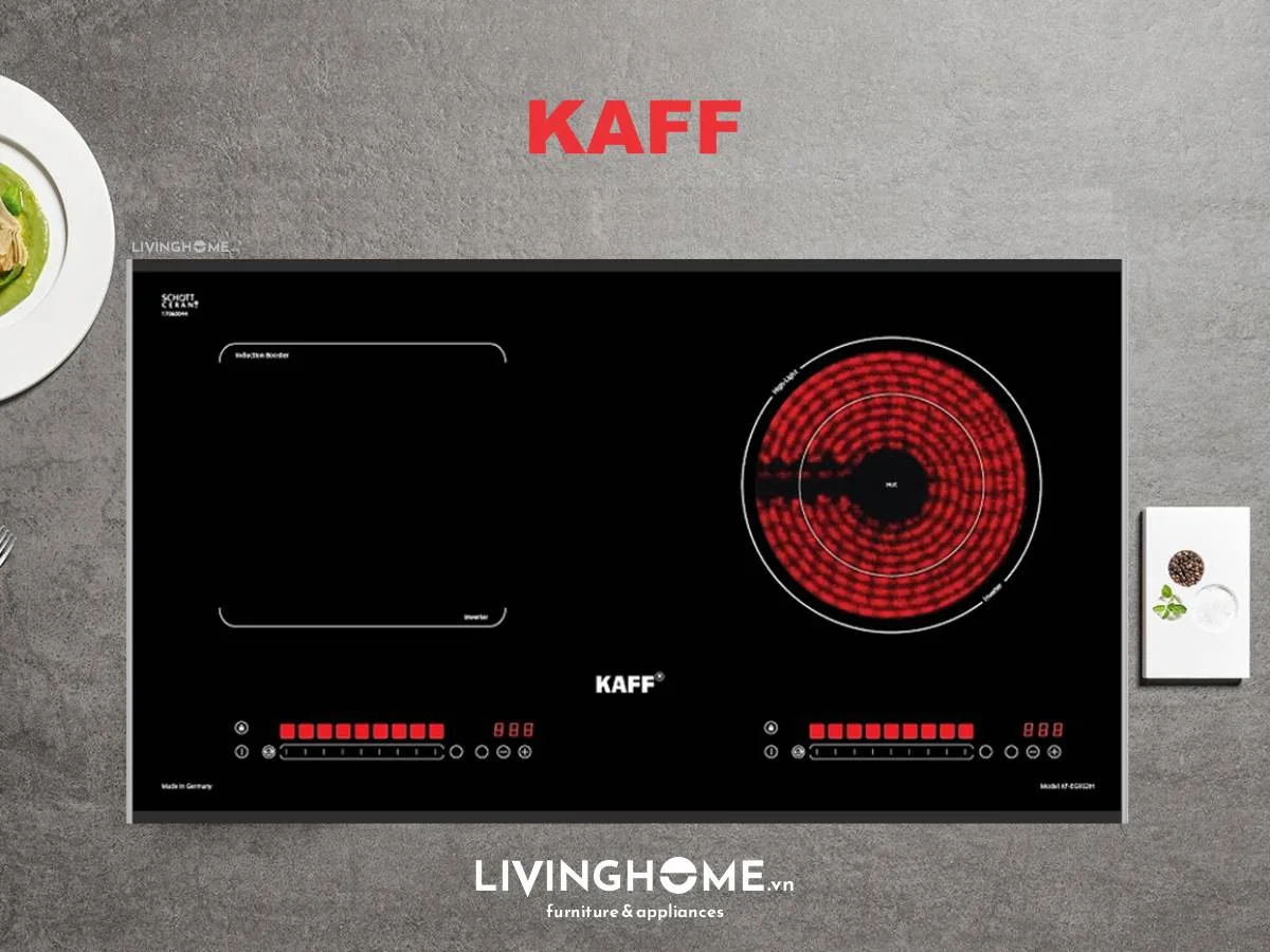 Bếp Điện Từ Kaff KF-EG902IH 70CM 1 Điện 1 Từ Mặt Kính Schott Ceran 16 Bếp Điện Từ Kaff KF-EG902IH