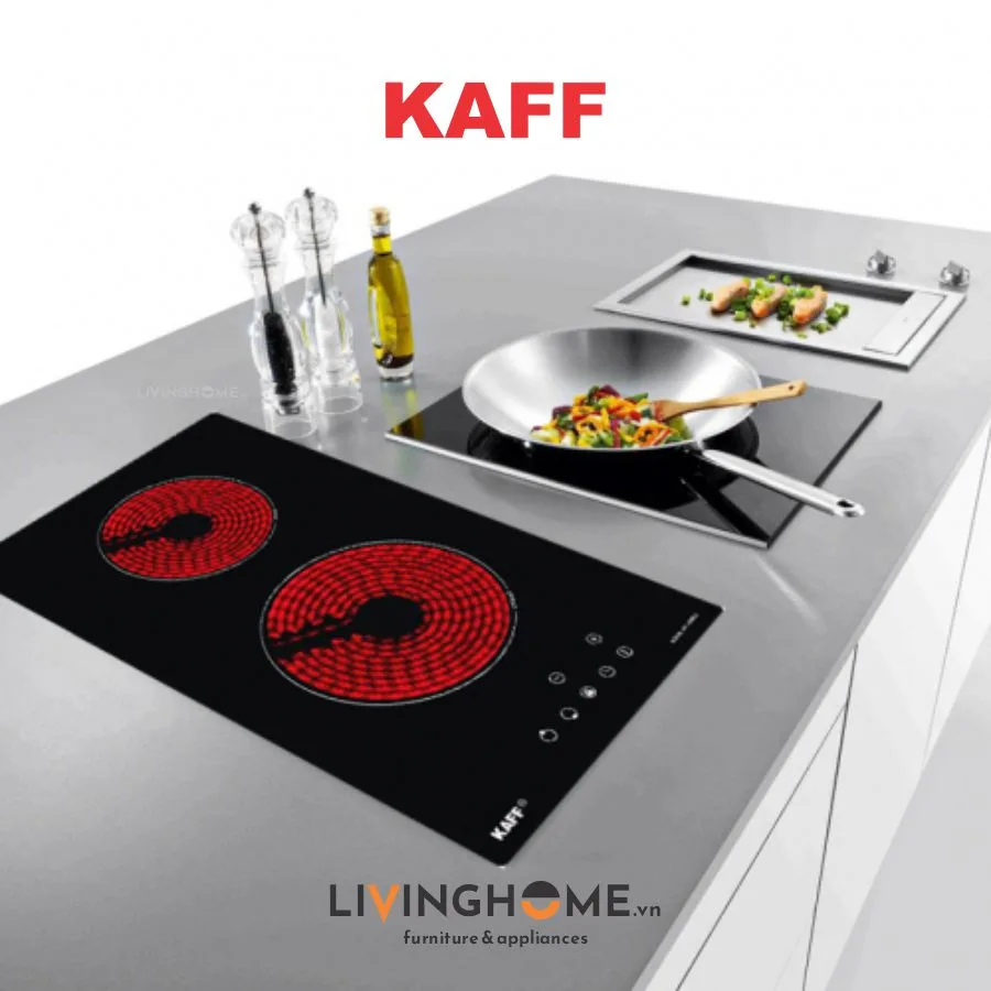 Bếp Điện Kaff KF-330DC 29CM 2 Điện Domino Kính Crystal 16 Bếp Điện Kaff KF-330DC