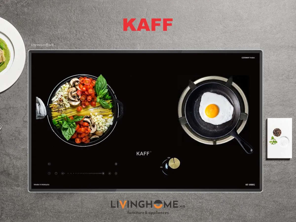 Bếp Gas Kết Hợp Từ Kaff KF-088IG 73CM 1 Từ 1 Gas Mặt Kính Crystal 18 Bếp Gas Kết Hợp Từ Kaff KF-088IG