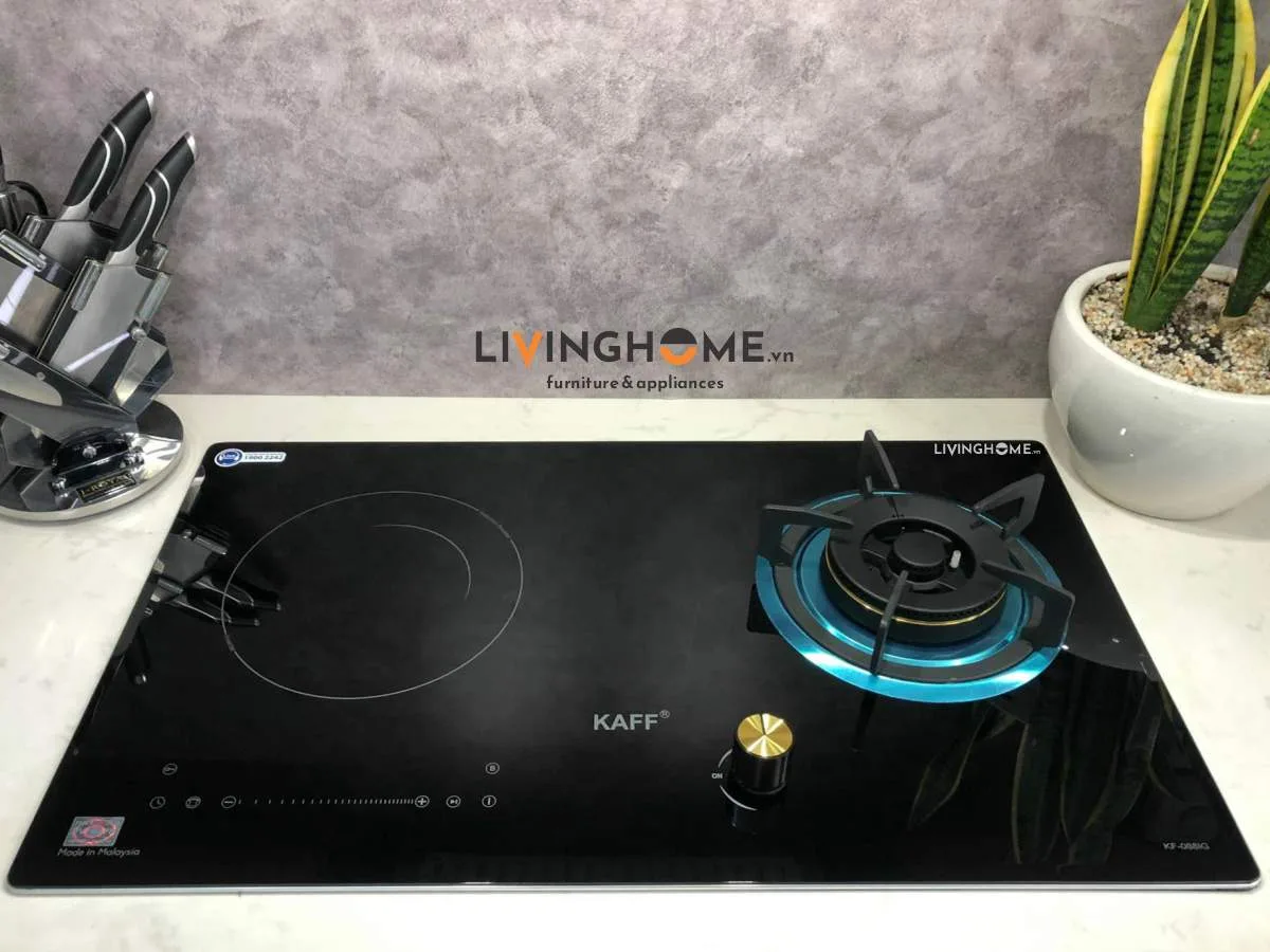 Bếp Gas Kết Hợp Từ Kaff KF-088IG 73CM 1 Từ 1 Gas Mặt Kính Crystal 24 Bếp Gas Kết Hợp Từ Kaff KF-088IG