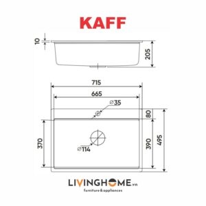 Chậu rửa chén Kaff KAFF GRANITE KF-MONDY-715-D 1 hộc rửa tiện lợi